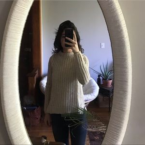 Cream Anthropologie Mockneck Sweater
